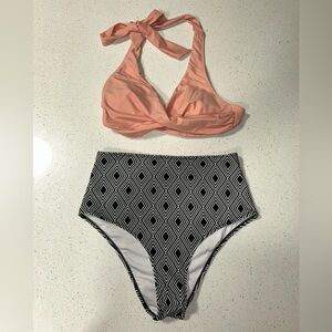 Cupshe Coral and Black Patterned Bikini